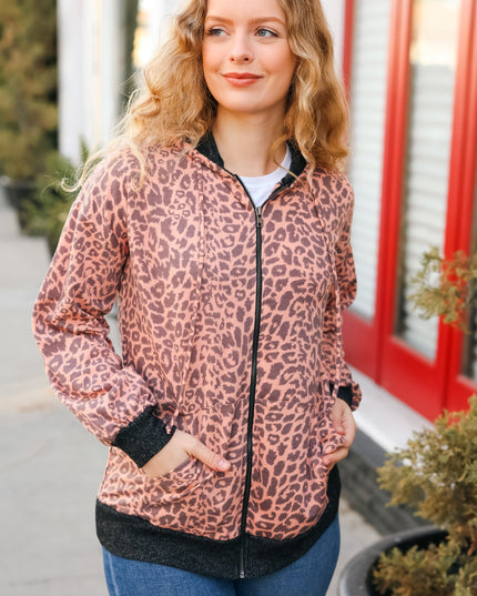 Feeling Bold Animal Print French Terry Zip Up Hoodie
