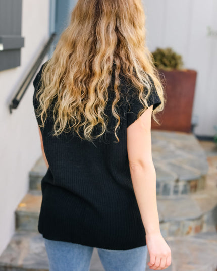 Best In Bold Black Dolman Ribbed Knit Sweater Top