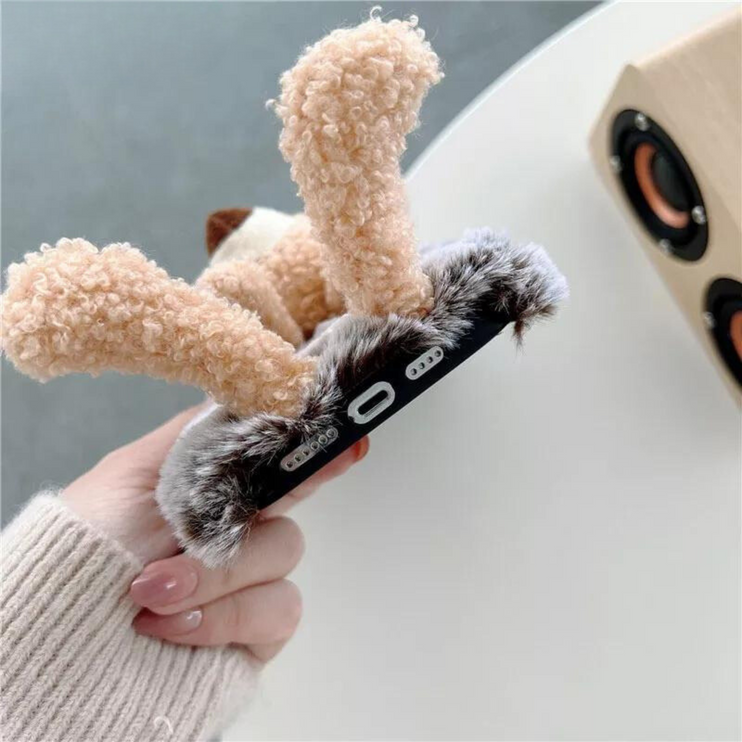 Adorable Cute Soft Teddy Bear Bunny Fluffy Phone Case Cover For iPhone 15 14 13 Pro 12 11 Pro Max 8 7 6S Plus SE