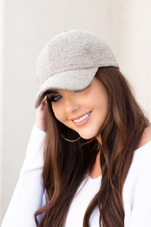 Chic Speckled Design Curved Brim Tweed Textured Fashion Baseball Ball Cap Hat