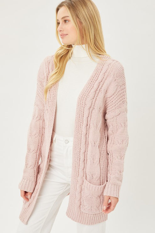 Cozy Warm Cable Knit Chenille Oversized Open Front Sweater Cardigan