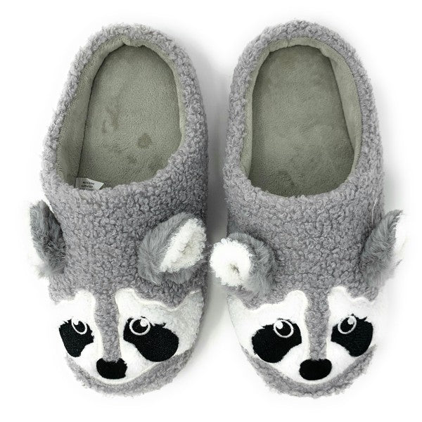 Raccoon Slides Cozy Animal House Home Women Non-Skid Slippers