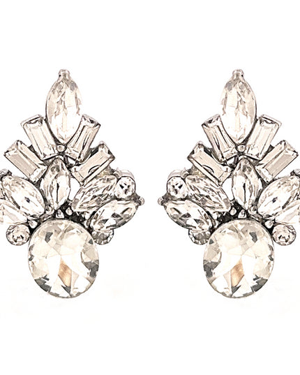 Bridal Wedding Jewelry Sparkling Crystal Rhinestone Pave Stud Earrings