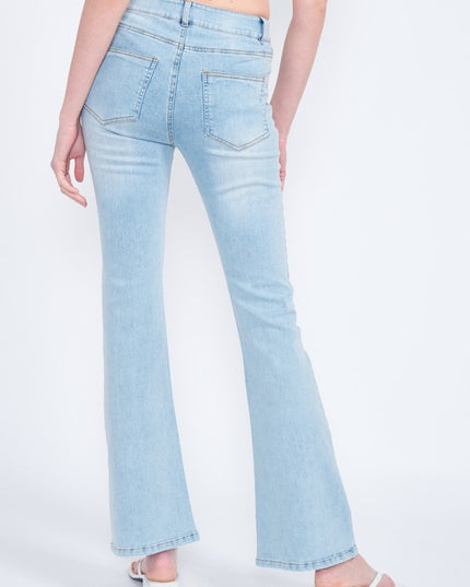 Stylish Light Wash Slim Fit High Waisted Class Denim Pants Jeans