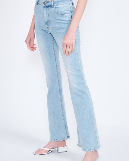 Stylish Light Wash Slim Fit High Waisted Class Denim Pants Jeans