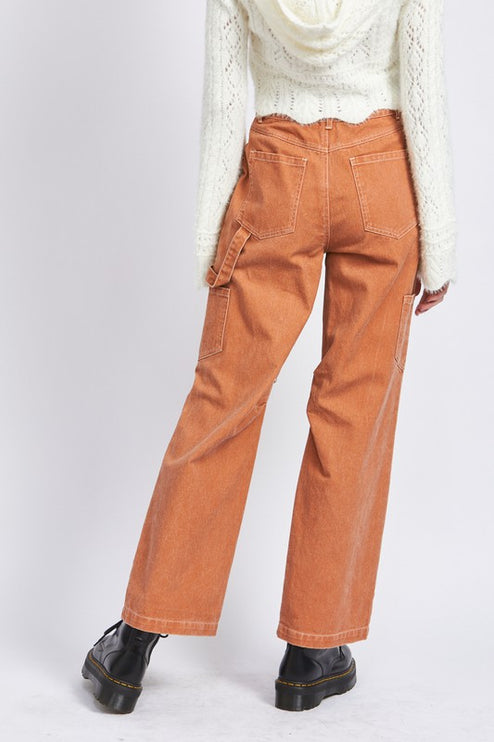 Classic Stylish Casual High Rise Wide-Leg Cargo Pants Denim Jeans