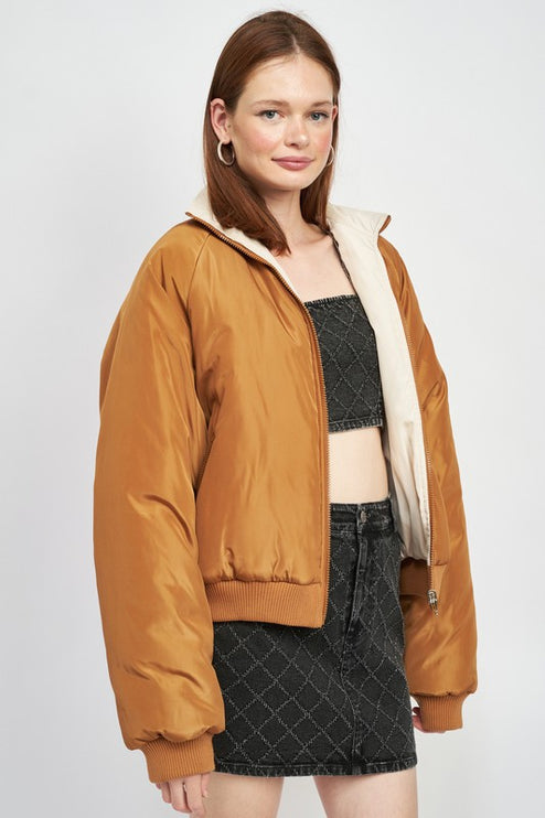 Cozy Stylish Fashion Warm Outwear Reversible Puffer Jacket