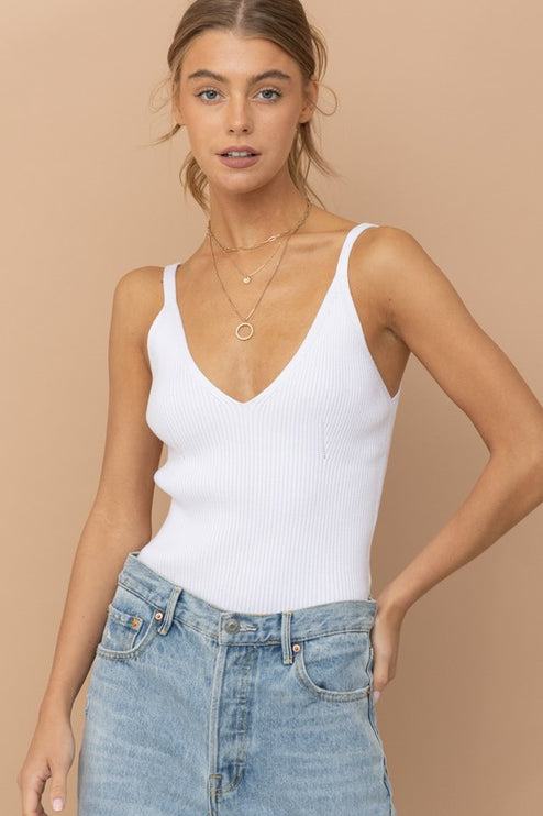 Simple Solid Knitted Sleeveless Sweater Fashion Cami Tank Top