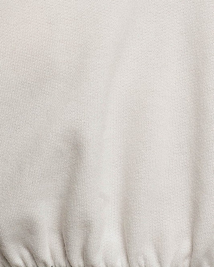 Causal Long Sleeve Elastic Waist Cropped Sweatshirt Top