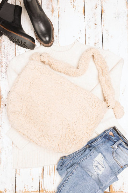 Simple Soft Sherpa Fashion Crossbody Messenger Tote Bag - Accessoriesforever