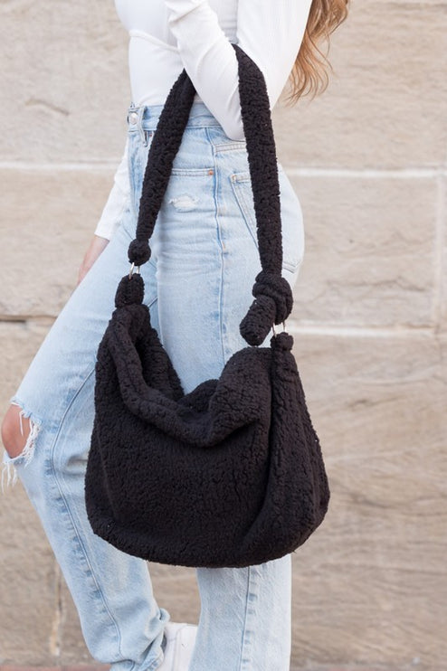 Simple Soft Sherpa Fashion Crossbody Messenger Tote Bag - Accessoriesforever