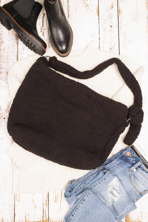 Simple Soft Sherpa Fashion Crossbody Messenger Tote Bag - Accessoriesforever