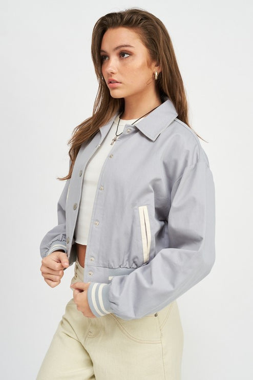 Classic Causal Stylish Fashion Outwear Collared Bomber Jacket