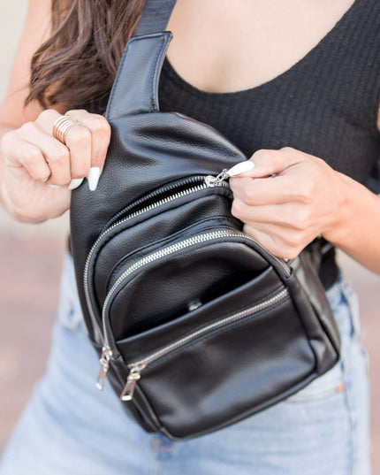 Classic Stylish Fashion Vegan Leather Nylon Sling Bag