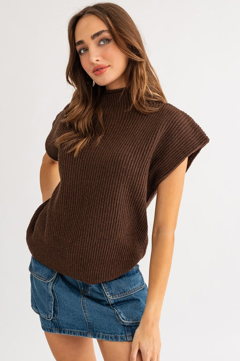 Chic Stylish Turtle Neck Short Sleeve Top Sweater