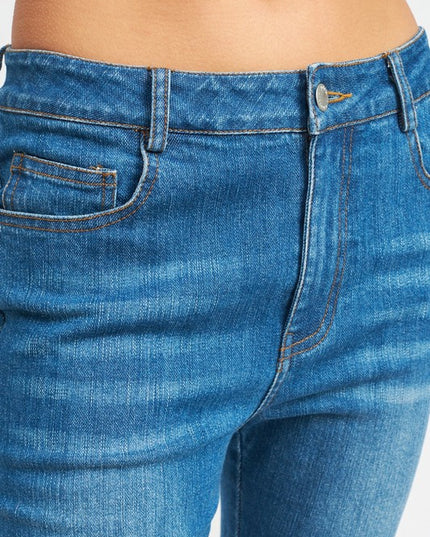 Stylish Chic Vintage Wash Flared Split-Hem Denim Pants Jeans