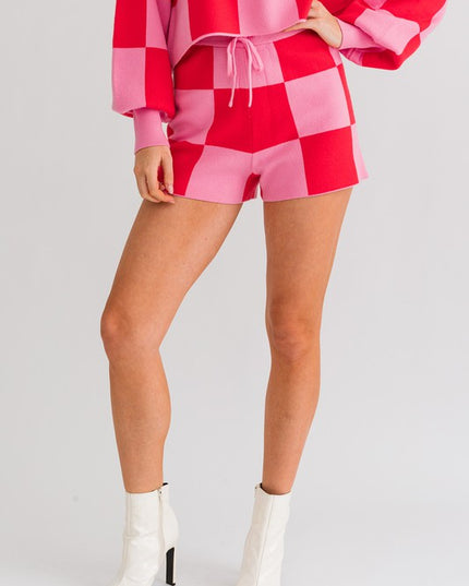 Cute Casual Plaid Checkered Sweater Shorts