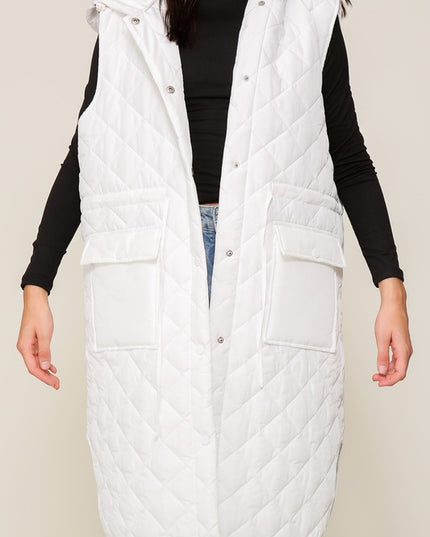 Stylish Oversized Quilted Midi Fashion Vest Jacket