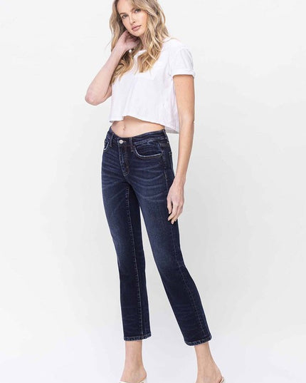 Mid Rise Slim Straight Jeans