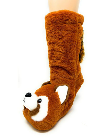 Red Panda Cozy Warm Women's Plush Animal Slipper Socks