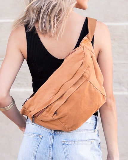 Chic Stylish Solid Oversize Canvas Crescent Fashion Sling Bag