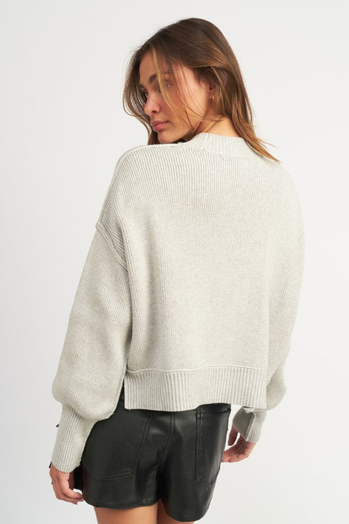 Comfy Cozy Stylish Mock Neck Oversized Fashion Top Sweater