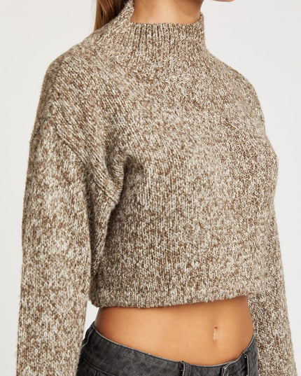 Trendy Fashion Turtle Neck Crop Sweater Top
