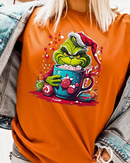 Giggling Grinch Christmas Holiday Unisex Short Sleeve Graphic Tee T-Shirt
