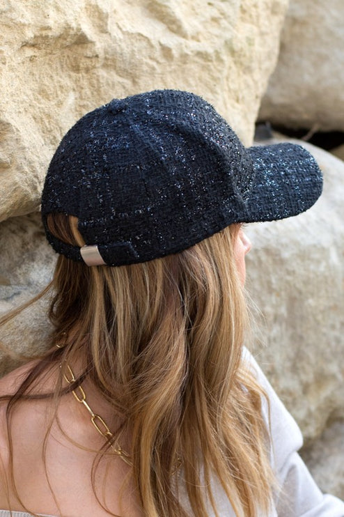Chic Trendy Fashion Tweed Sparkle Weave Baseball Ball Cap Hat