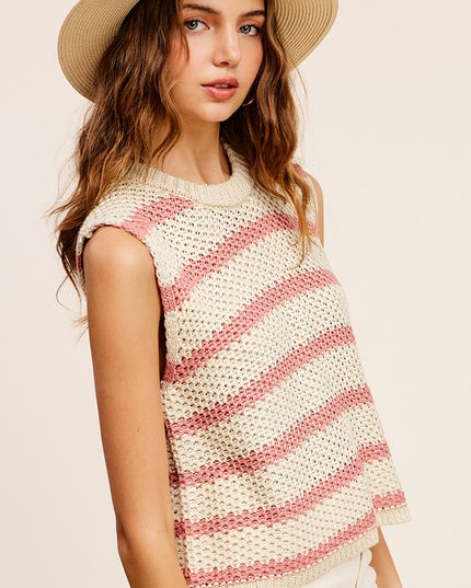 Classy Chunky Stripe Sleeveless Fashion Sweater Vest Top