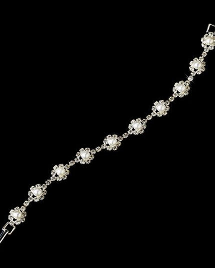 Bridal Wedding Prom Jewelry Crystal Rhinestone Pearl Bracelet White