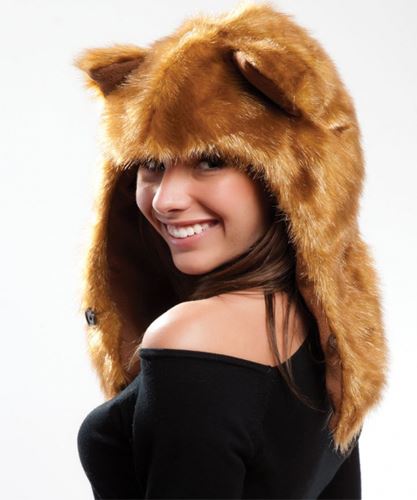 Faux Fur Plush 3D Half Animal Hood Hat Ear Flaps