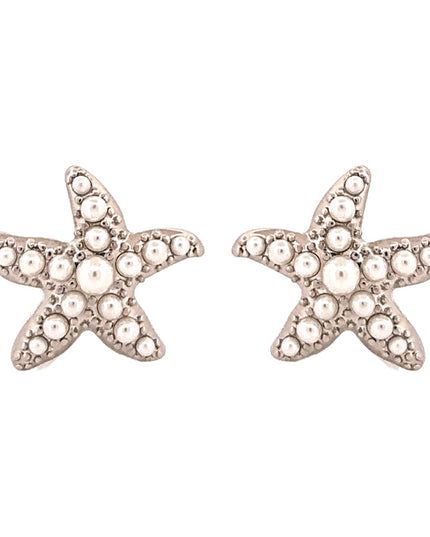 Chic Fashion Ocean Starfish Faux Pearl Stud Earrings