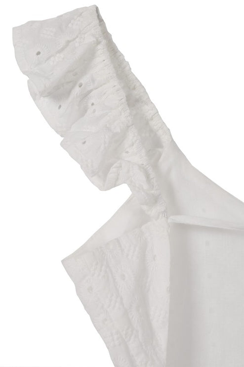 Cute Stylish Open Back Tie Ruffled Trim Flare Fashion Top White
