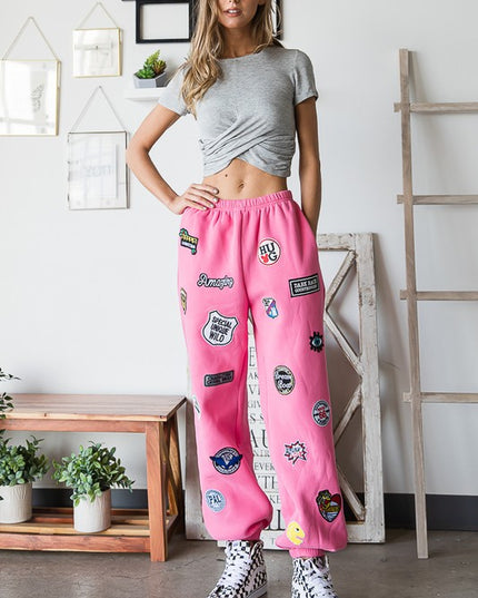 Funky Patches High Waist Jogger Pants