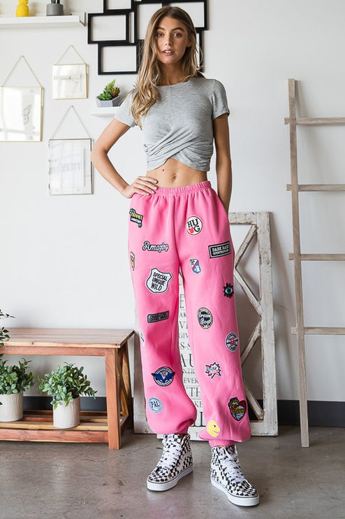 Funky Patches High Waist Jogger Pants