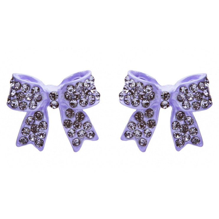 Adorable Fashion Crystal Pave Bow Ribbon Stud Earrings