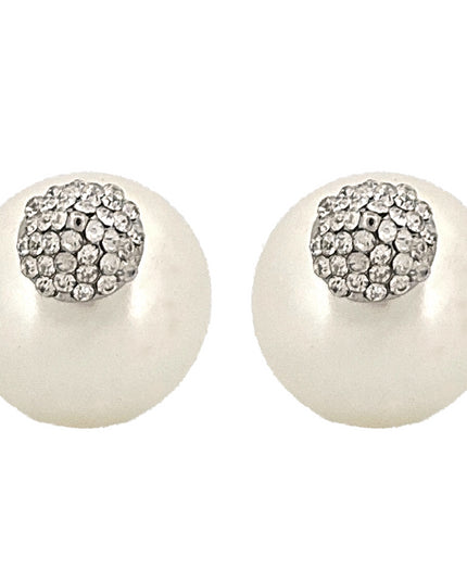 Chic Modern Cone Pearl Crystal Rhinestone Double Sided Design Fashion Stud Earrings