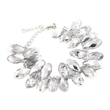 Gorgeous Fashion Stylish Bridal Wedding Cluster Bead Link Bracelet Silver White