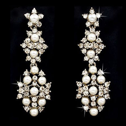 Bridal Wedding Jewelry Crystal Rhinestone Polished Modern Design Earrings E415SL