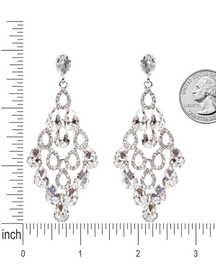 Bridal Wedding Jewelry Crystal Rhinestone Tear Drop Shape Earrings E771 Silver