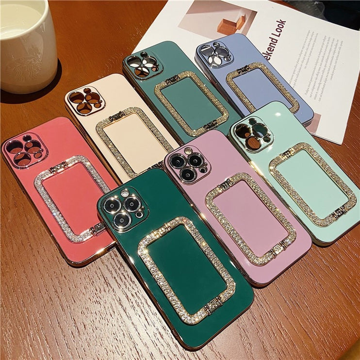 Beautiful Crystal Gold Plated Holder Stand iPhone Protector Case Cover I