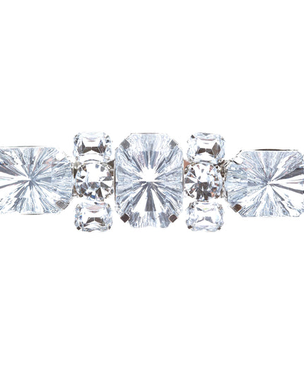 Bridal Wedding Prom Jewelry Crystal Multi Shapes Cut Dazzle Hair Barrette Clip Silver