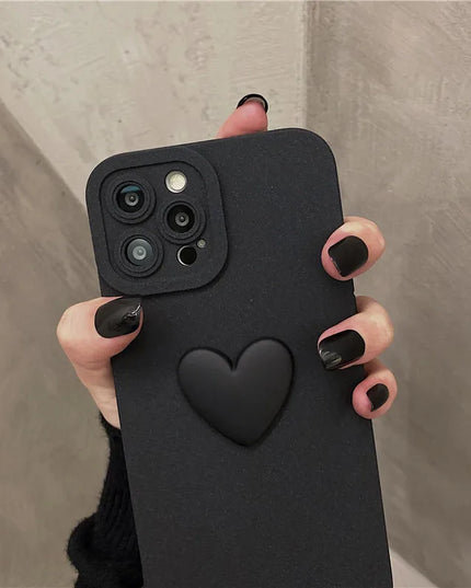 Cute 3D Heart Shape Design Wrist Hand Strap Phone Case Cover For iPhone 15 14 13 12 11 Pro Max X XS XR 7 8 Plus