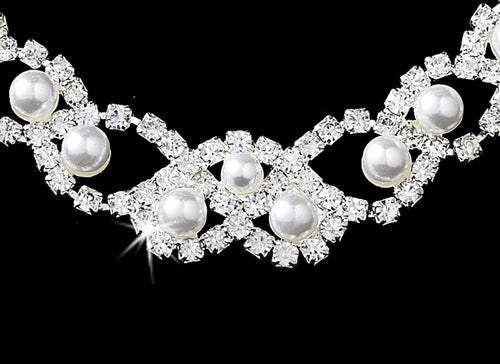 Bridal Wedding Jewelry Set Elegant Pearl & Rhinestone
