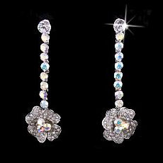 Bridal Wedding Jewelry Set Crystal Rhinestone Stunning Beautiful Floral Silver
