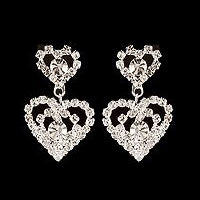 Bridal Wedding Jewelry Prom Heart Crystal Rhinestone Necklace Set J463 SV