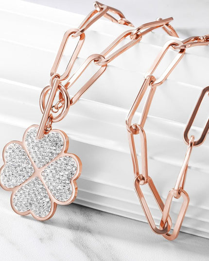 Beautiful Lucky Four-Leaf Charm Necklace
