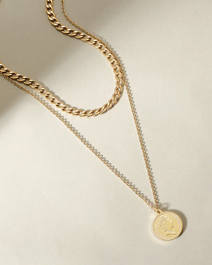 Beautiful Coin Layered 2-Strands Necklace