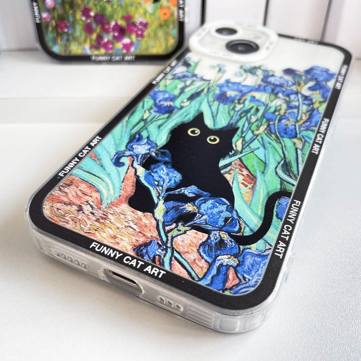 Impressionist Cat Cart Soft Phone Case for iPhone 15 14 13 12 Pro Max Pro Plus Mini